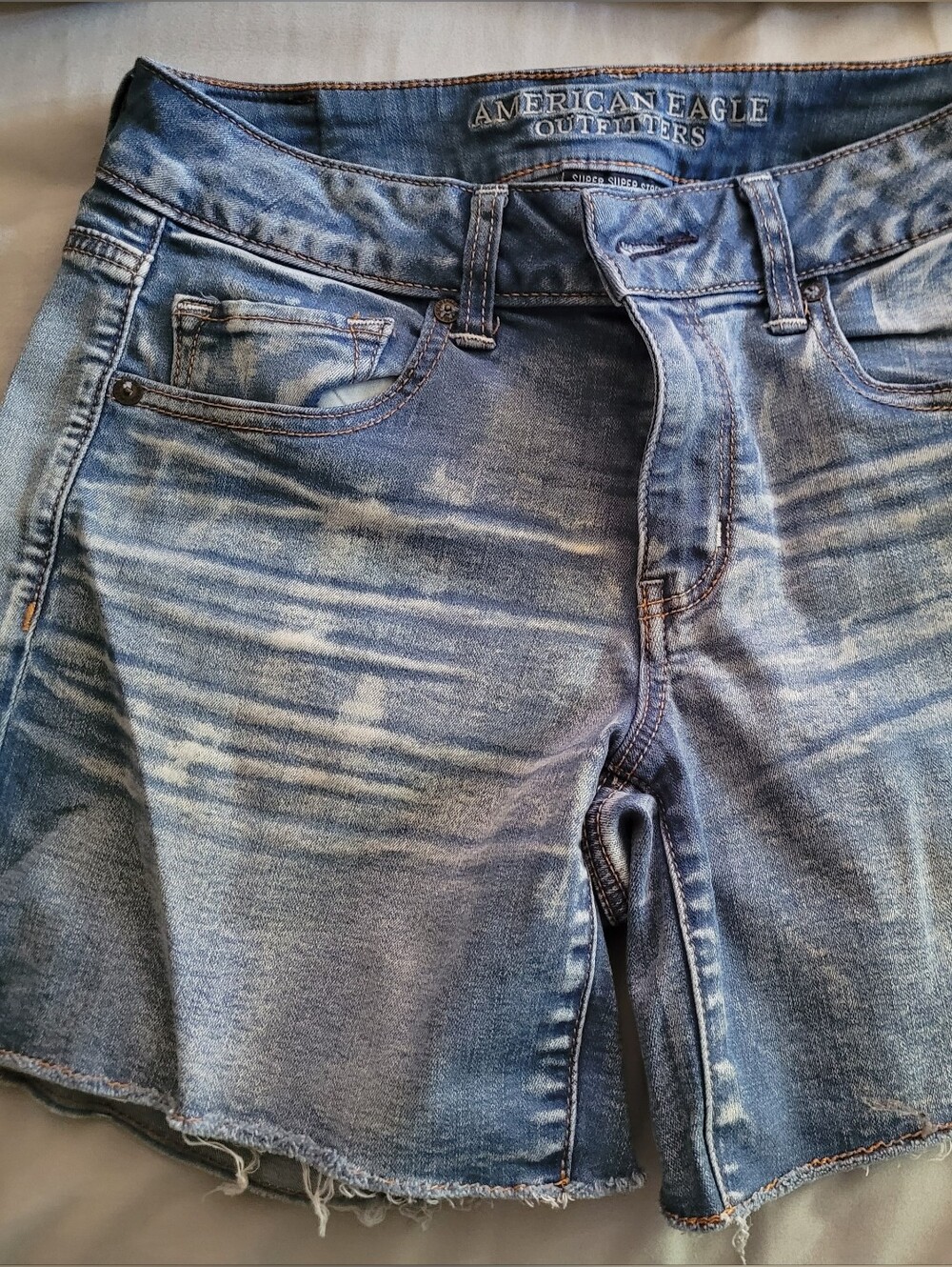 American Eagle Outfitters Light Blue Distressed Jean Shorts